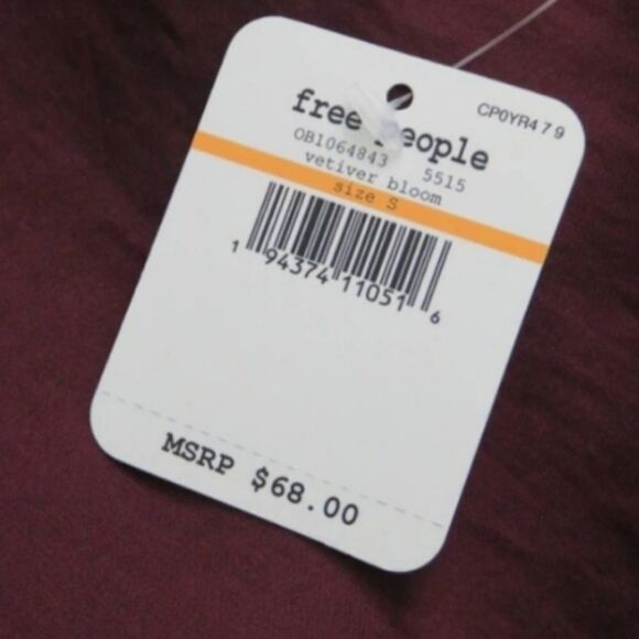 Free People "Turn It On" Maroon /Purple Cami Size S/M - Picture 7 of 8